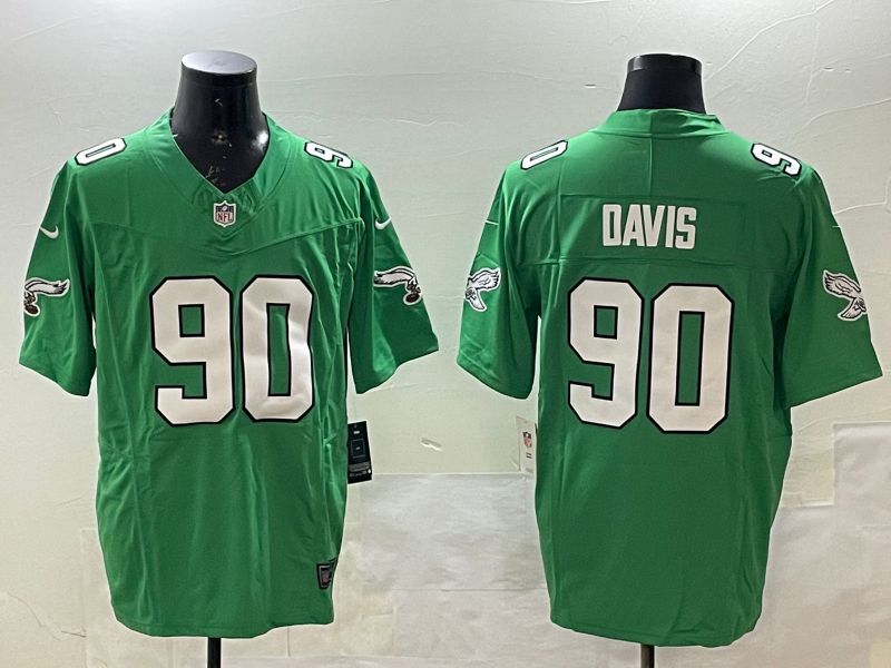 Men Philadelphia Eagles #90 Davis Green three generations 2025 Nike Vapor Limited NFL Jersey style 1
